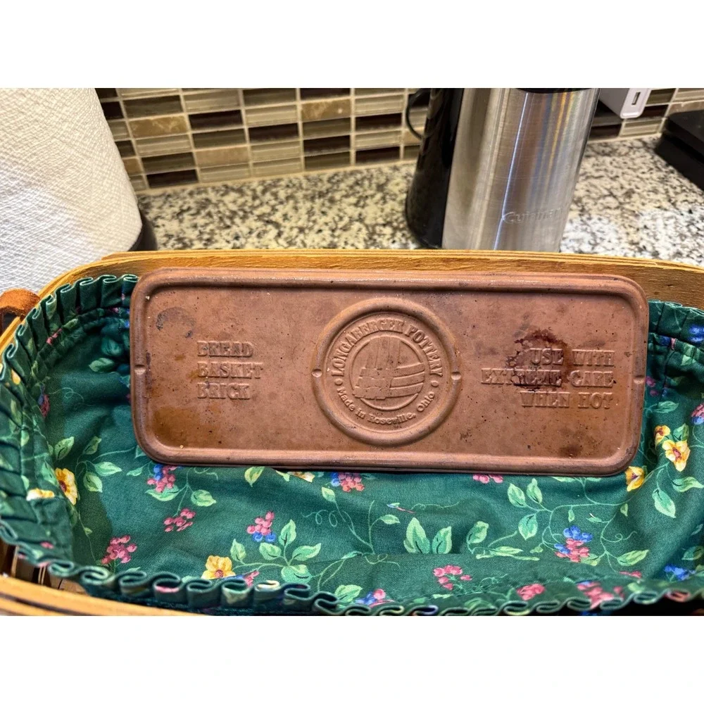 Longaberger Bread Basket w/ Liner & Stone |‎ Handwoven Dresden OH | 1997